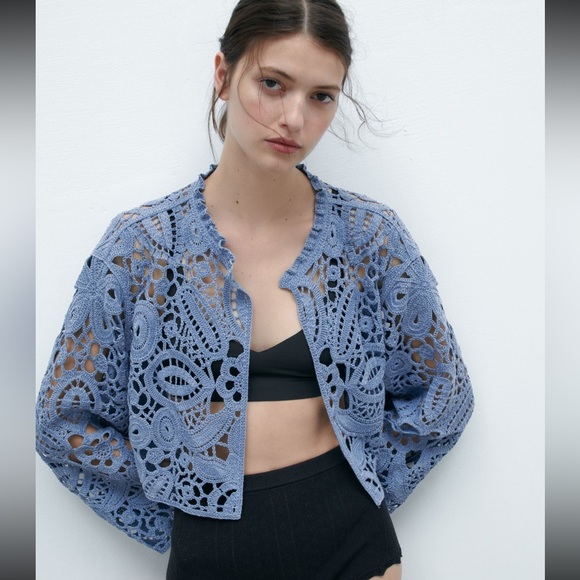 Zara Cropped Macrame Cardigan *Limited Edition* - Picture 1 of 4